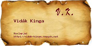 Vidák Kinga névjegykártya